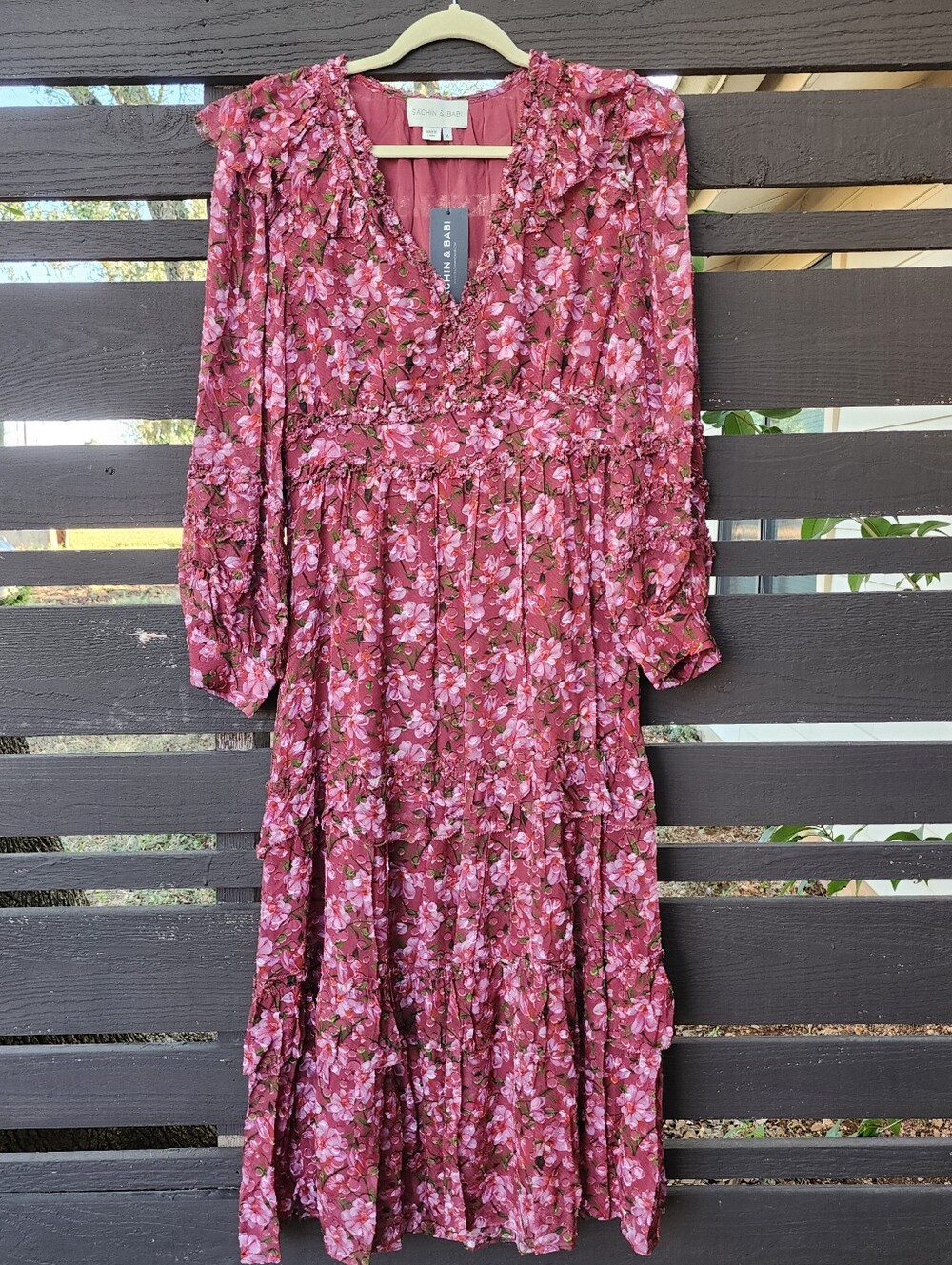 Sachin & Babi Floral Ruffle Maxi Ronnie Dress Wedding NEW Tiered Empire Waist